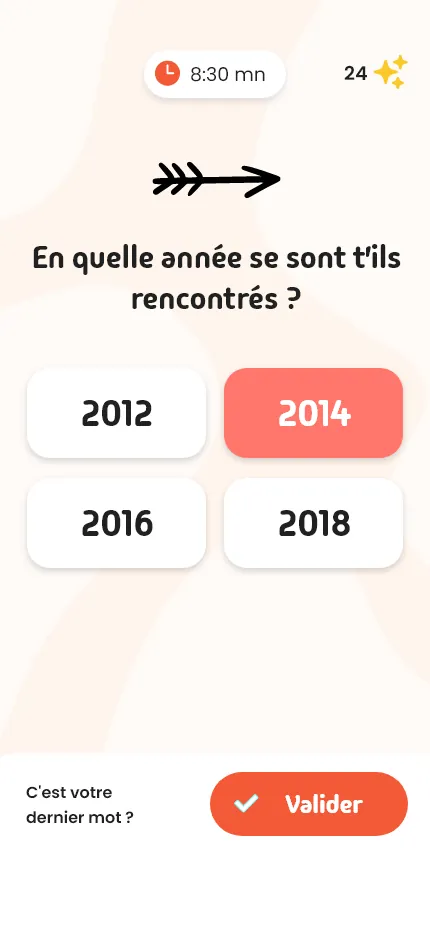 Écran de choix de jeu sur WeddingFun