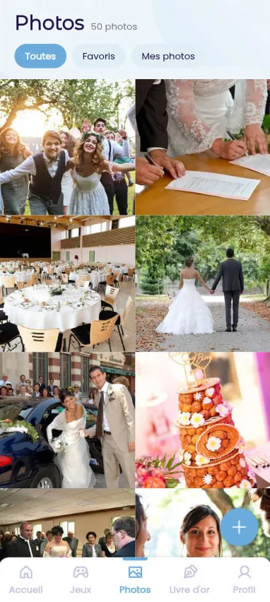 Mur de photos de mariage en temps réel